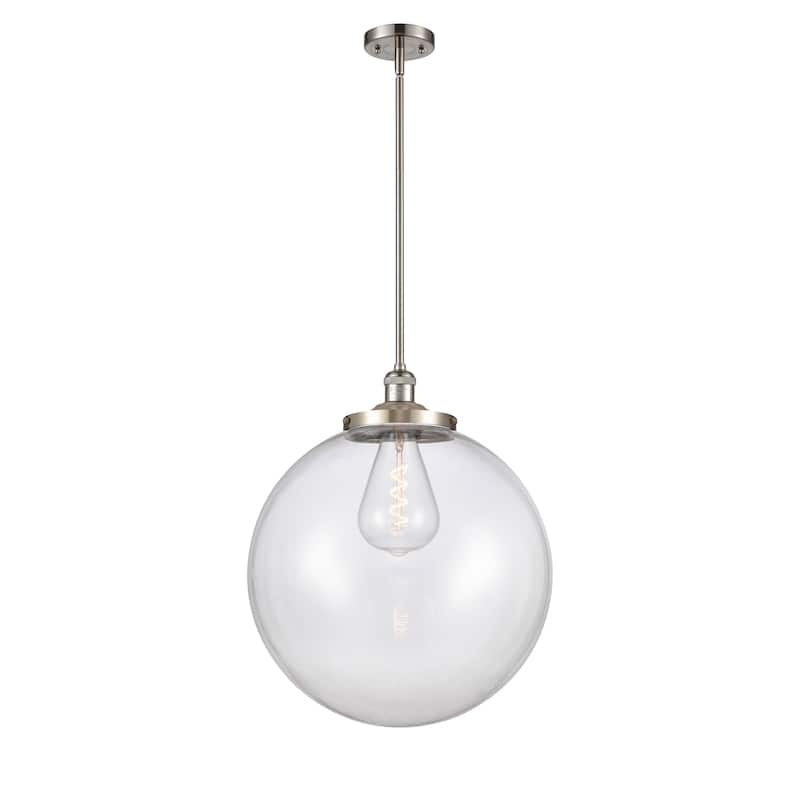 Innovations Lighting Franklin Restoration Beacon - 1 Light 18" Stem Hung Pendant - Clear/Brushed Satin Nickel
