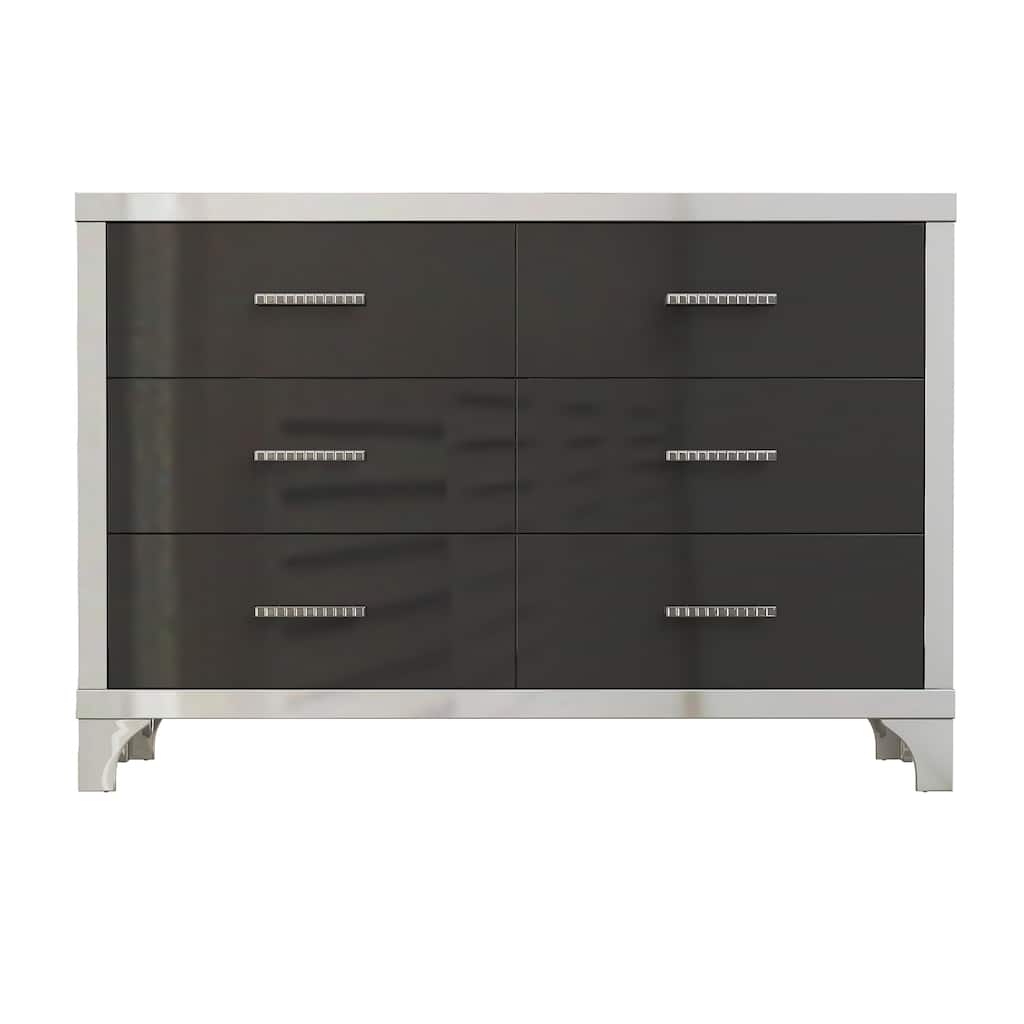 High Gloss Dresser with Metal Handle