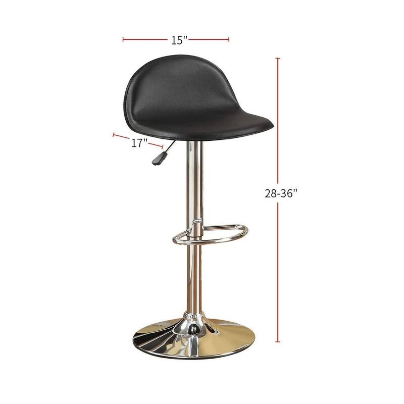 Black Faux Leather Stool Adjustable Height Chairs Set Of 2 Chair Kitchen Island Stools Chrome Base Pvc Dining Furniture