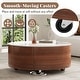 preview thumbnail 9 of 24, Modern Round Movable Coffee Table with Casters, 2 Drawers,Marble Pattern Sintered Stone Top