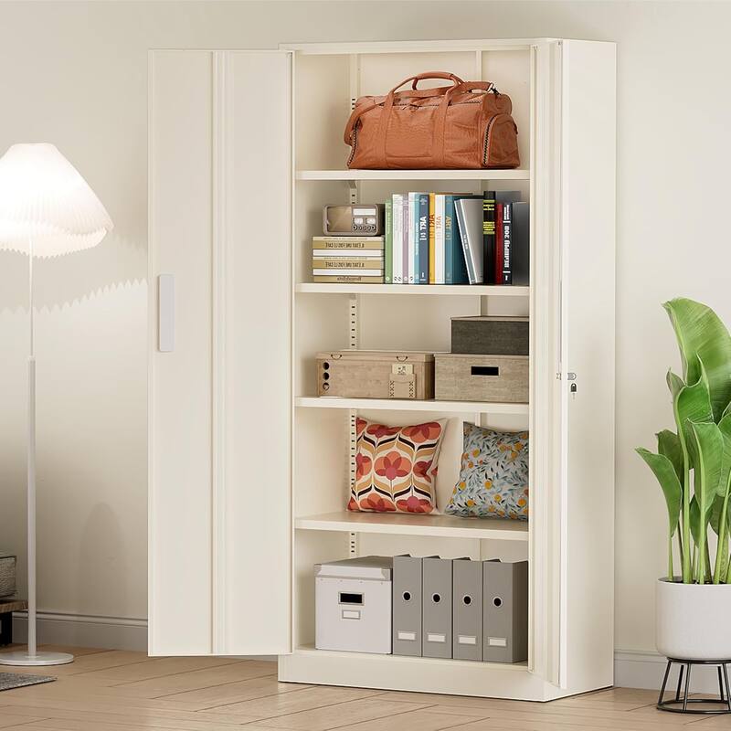 71 inch Garage Storage Cabinet Shelving Kitchen Pantry Locker with Adjustable Shelves for Office, Garage, Home, Pantry