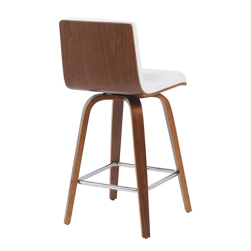 Skara Mid-Century Swivel Counter Stool, Upholstered Counter Height Chair with Bentwood Legs