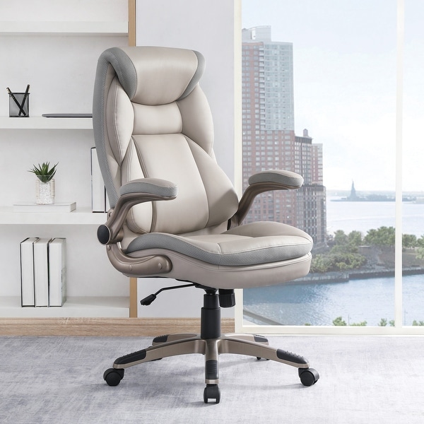 Merax black ergonomic pu leather big and tall office chair with footrest deals