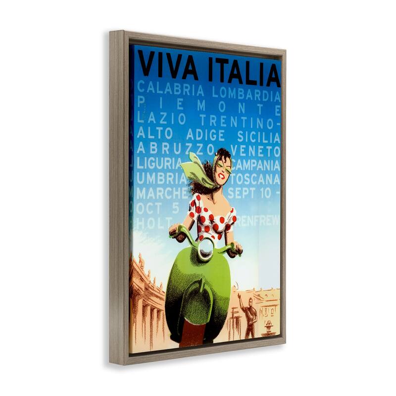 Stupell Vintage Italy Travel Ad Framed Floater Canvas Wall Art Design By Marcus Jules
