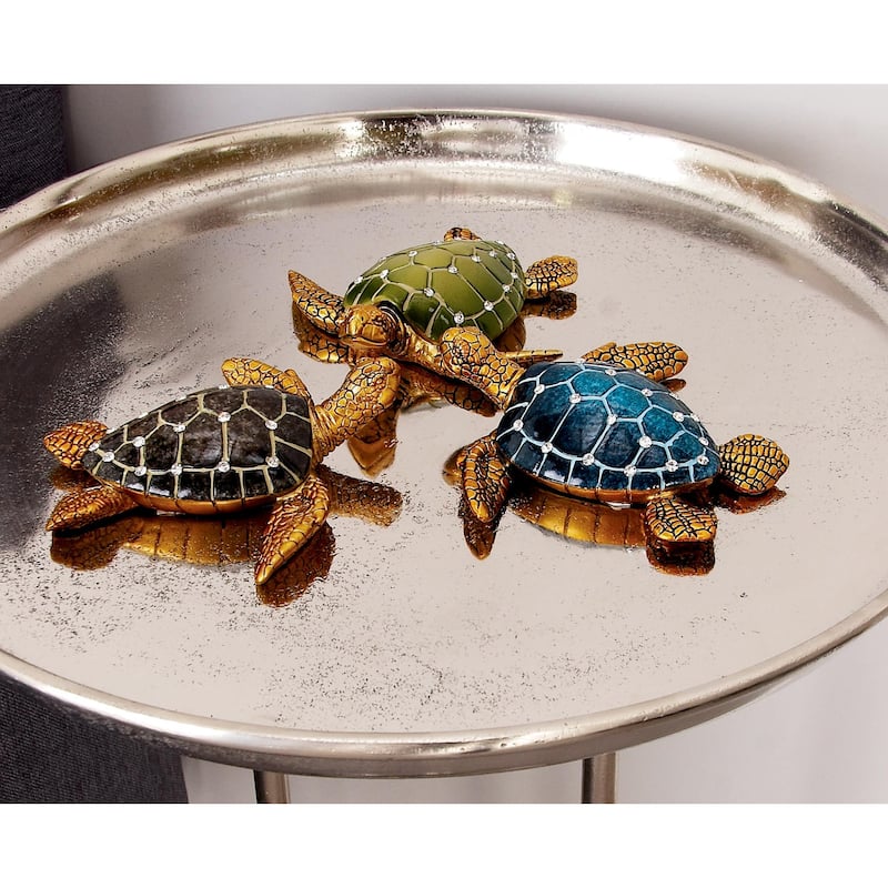 Polystone Turtle Decorative Sculpture - Set of 3 Brown - Roche River Decor