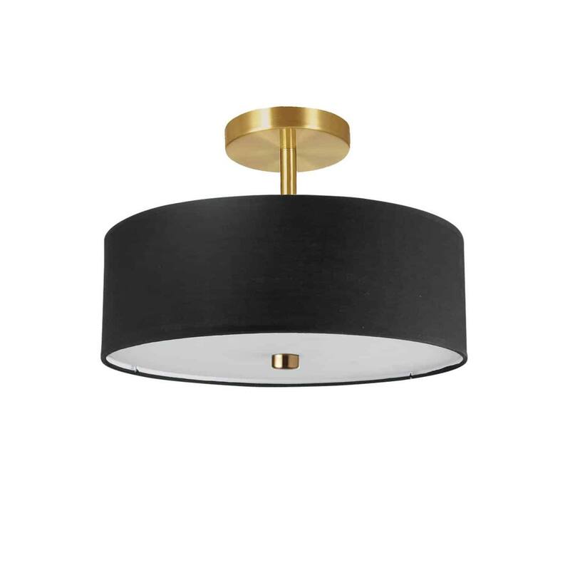 Semi-Flush Mount Light - 3 Light Black Shade - Bedroom Foyer Living Room Ceiling Fixture - 14.25