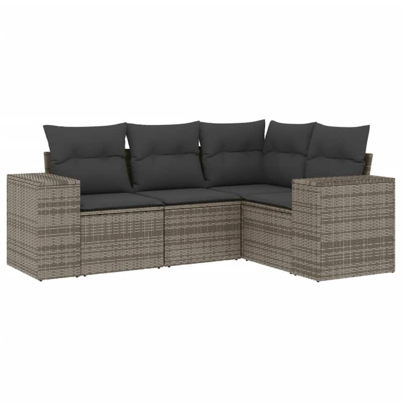 vidaXL Patio Sofa Set with Cushions Outdoor Conversation Furniture Poly Rattan