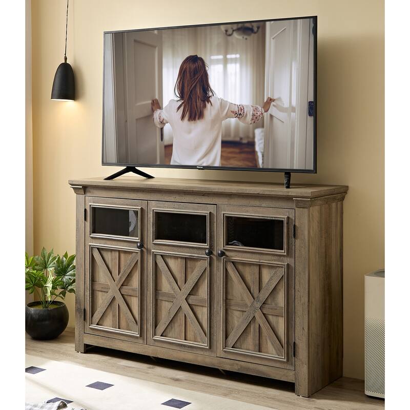 Farmhouse Sideboard Buffet Cabinet with Storage with 3 Doors, Kitchen Storage Cabinet, Coffee Bar Cabinet with Adjustable Shelf - Gray Wash