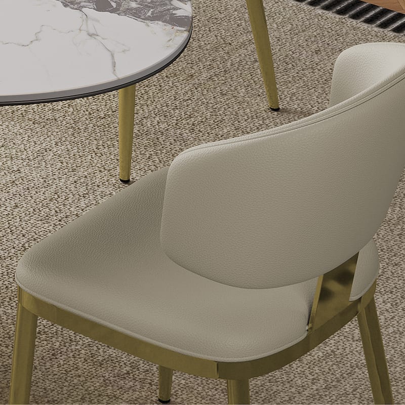 Set of 2 Modern Dining Chairs – Grey PU Leather Upholstery with Metal Frame, Contemporary Design for Kitchen or Dining Room‌