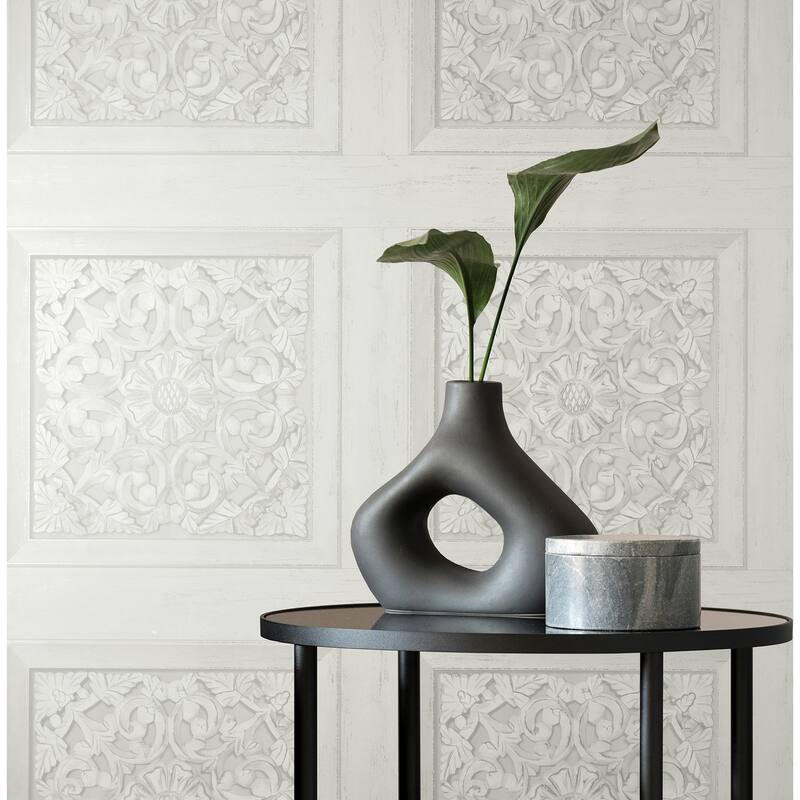 Fine Decor Albie Dove Carved Panel Wallpaper