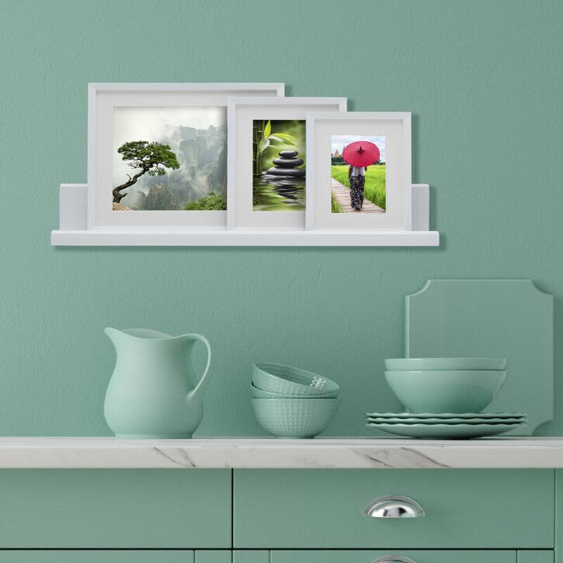 Melannco Set of 4 Frames and Ledge Set, White