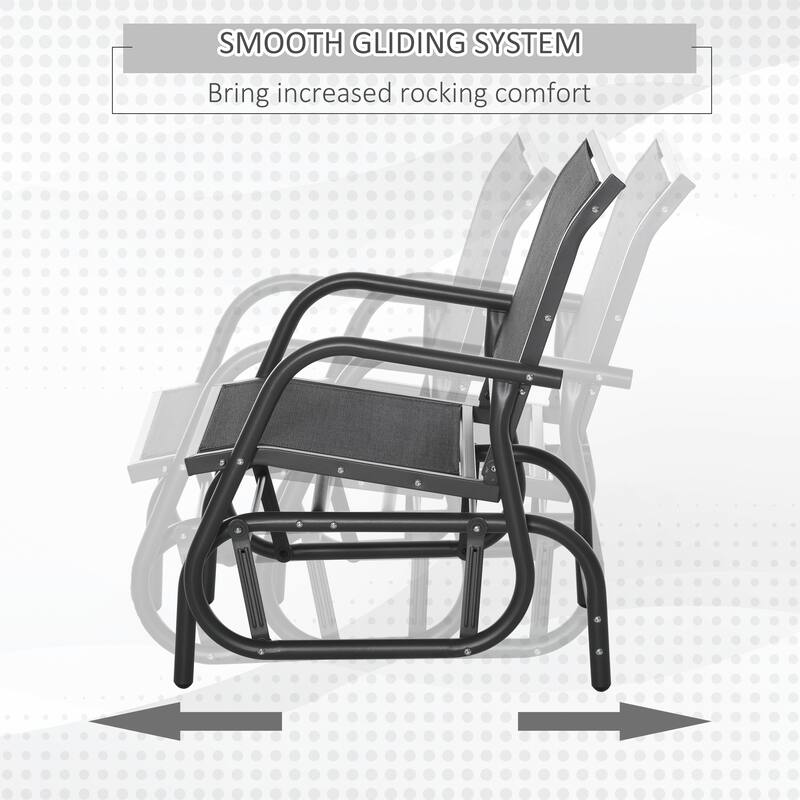 Outsunny Glider/Rocking Chair Set with Breathable Mesh Fabric, Curved Armrest