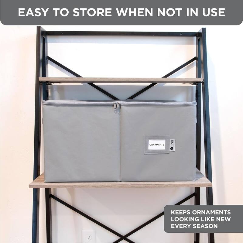Xmas Ornament Storage Container with Dividers Fits Up to 54 - 4" Ornaments, Durable 600D, Red