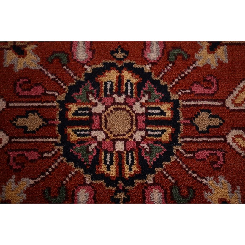 Geometric Heriz Serapi Indian Area Rug Hand-Knotted Wool Carpet - 8'0" X 10'4"