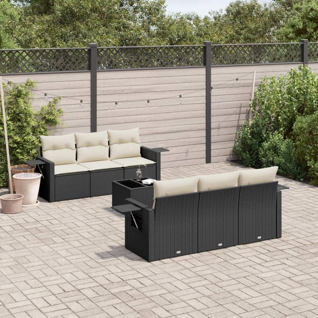 vidaXL Patio Sofa Set with Cushions Outdoor Furniture 7 Piece Poly Rattan