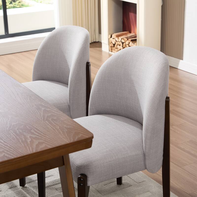 Wooden Dining Chairs Set of 2, Fabric Upholstered Dining Room Chair Kitchen Chairs, Farmhouse Dinner Chair