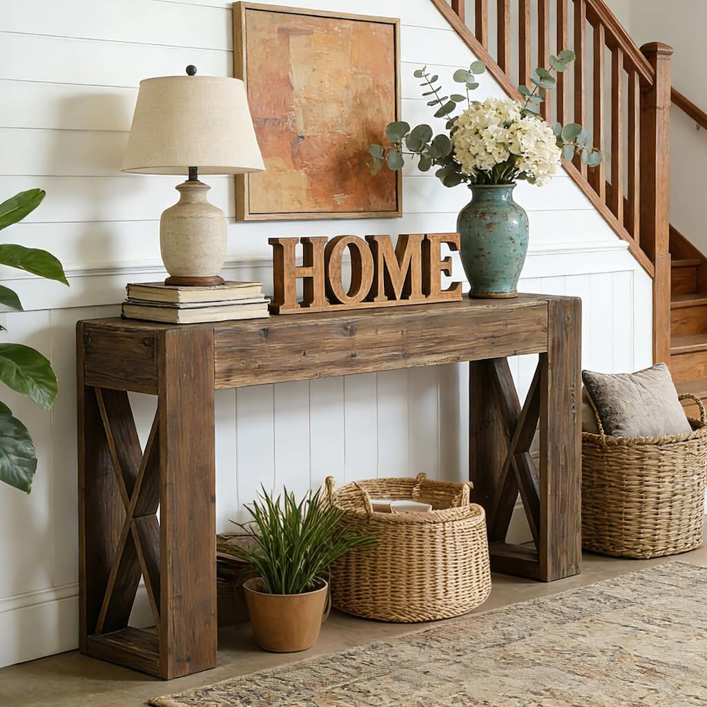 Solid Wood Entryway Table, 63-Inch