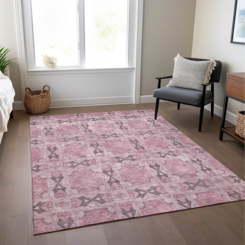 Machine Washable Indoor/ Outdoor Boho Medallions Chantille Rug