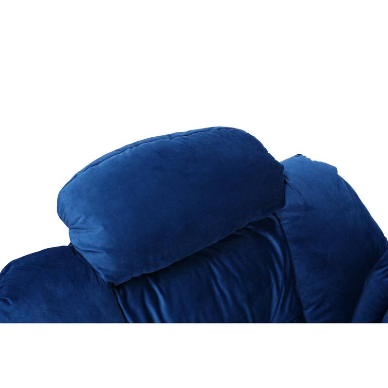 Modern Cotton Fabric Lazy Chair with Ottoman and Footrest, Blue