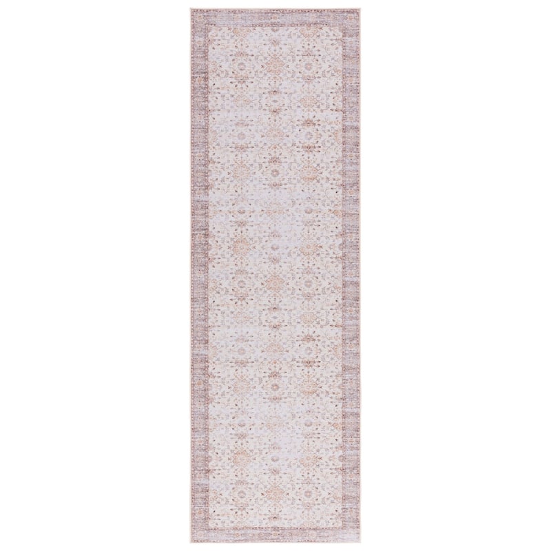 SAFAVIEH Tucson Machine Washable Slip Resistant Riham Oriental Rug - 2'6" x 8' Runner - Beige/Gold