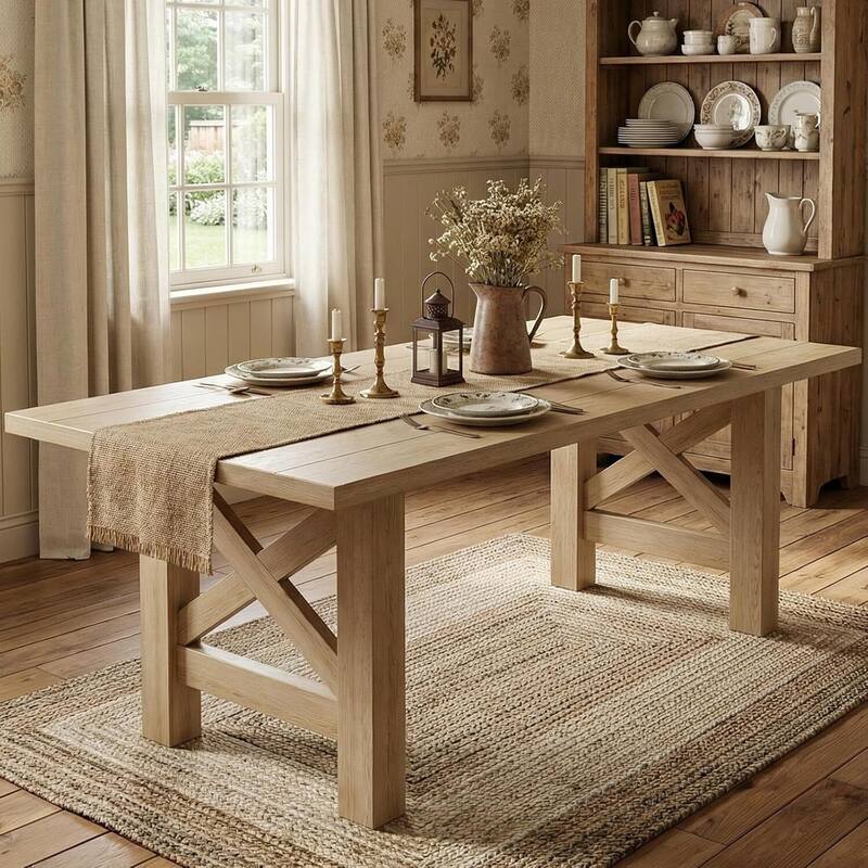 71" Farmhouse Kitchen Dining Table Set for 6-8 for Kitchen, Office (Only Table)