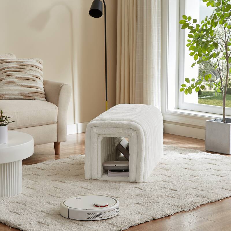 Ottoman bench storage foot rest for couch Pet Supplies Corduroy Bench Cat's nest to hide