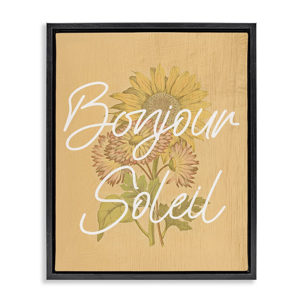 Stupell Hello Sunshine French Phrase Framed Floater Canvas Wall Art Design By Lil' Rue