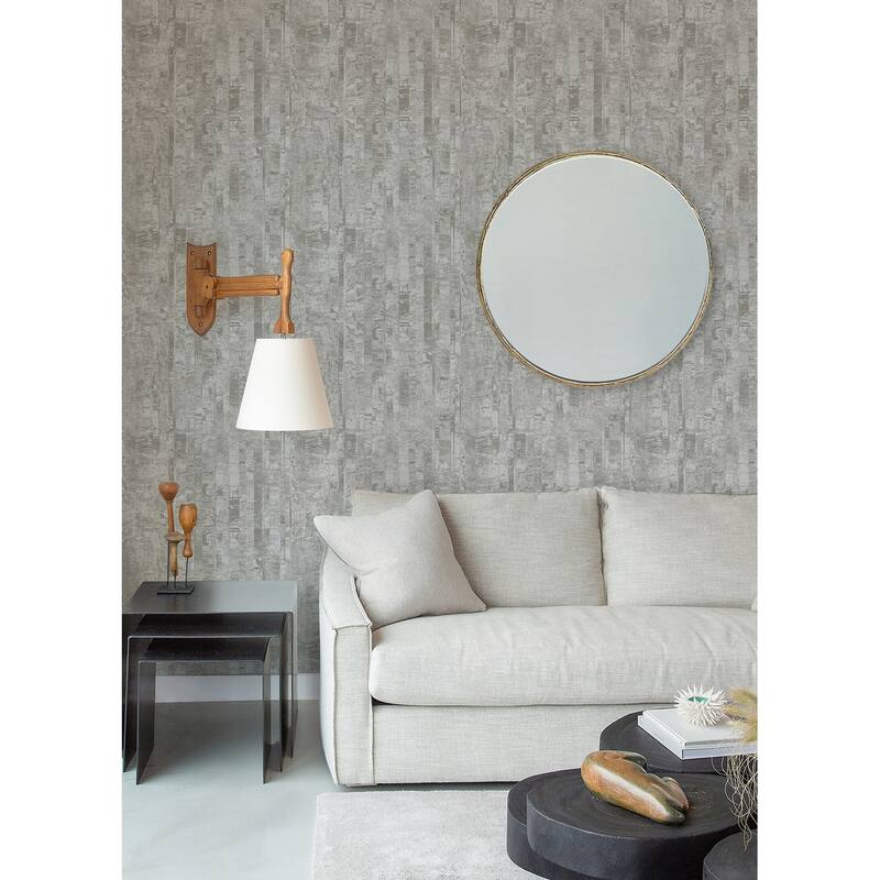 A-Street Prints Zinarliya Silver Column Wallpaper