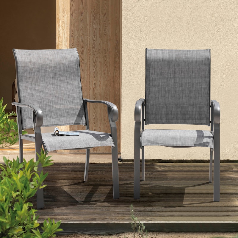Outdoor 2-Piece Patio Textilene Fabric Chairs - 22.44*28.35*38.78 inch