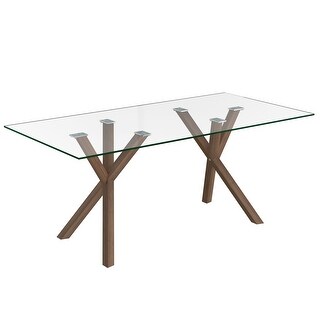 Contemporary Glass and Metal Dining Table