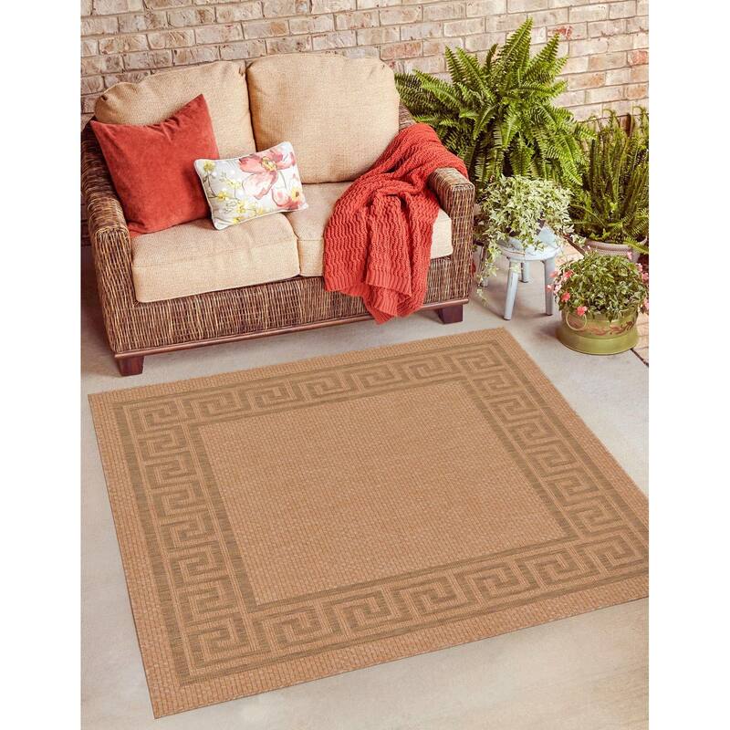 Outdoor Dimension Collection Area Rug - Light Brown - 6' Square