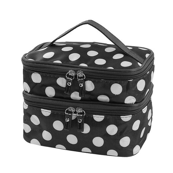 Shop Travel Cosmetic Makeup Bag Organizer Dot Pattern Toiletry Bag Case Pouch With Mirror For Female Student Large Capacity Overstock 28803123