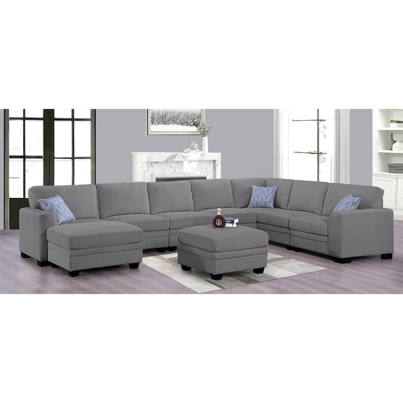 9PCS Corduroy Flexible Combination Sectional Sofa Couch