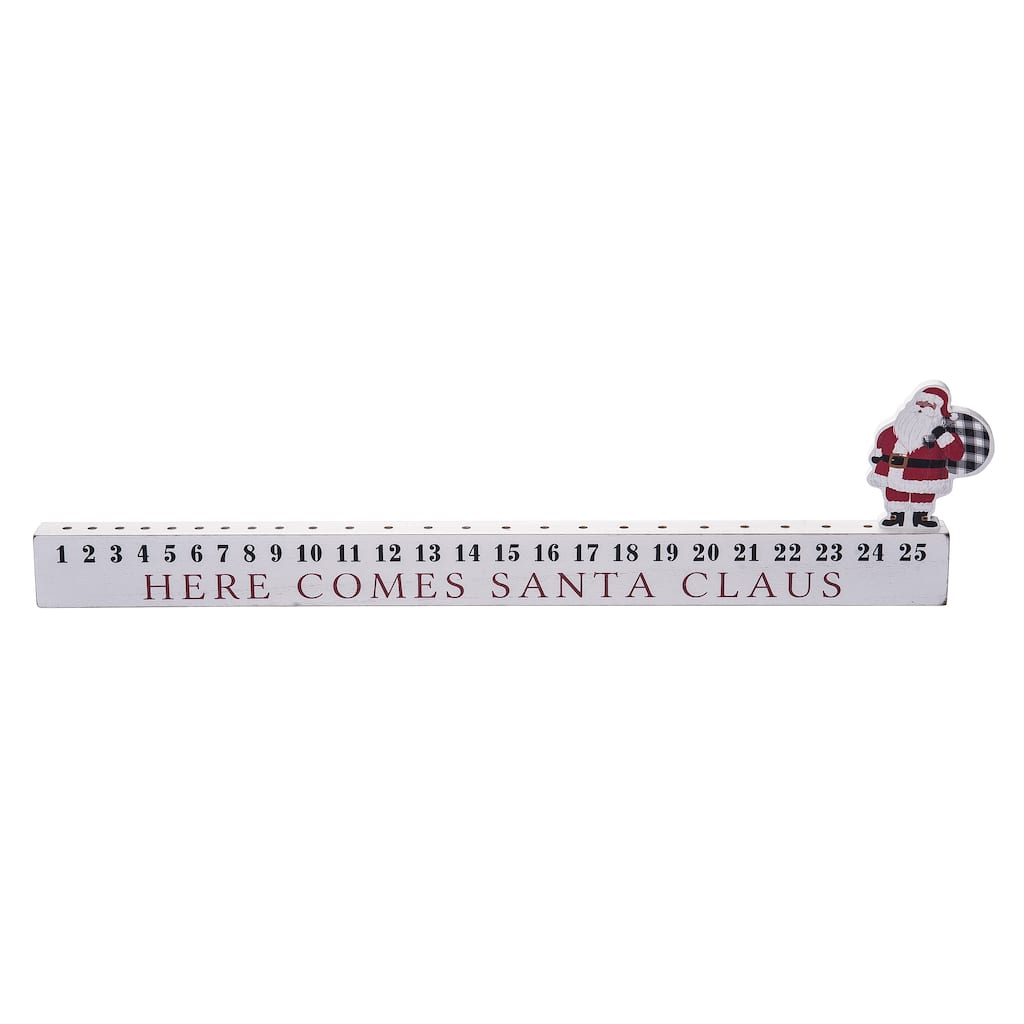 Transpac Wood 23.82 in. White Christmas Here Comes Santa Advent Calendar Set of 2