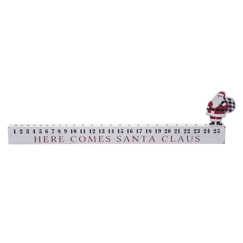 Transpac Wood 23.82 in. White Christmas Here Comes Santa Advent Calendar Set of 2