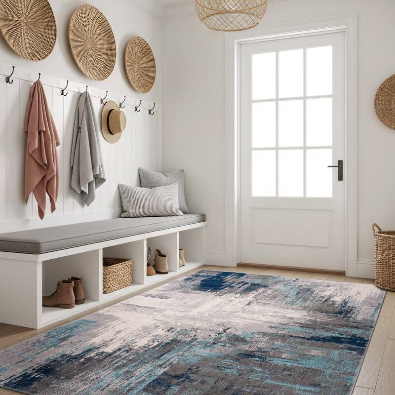 World Rug Gallery Bari Contemporary Abstract Art Area Rug