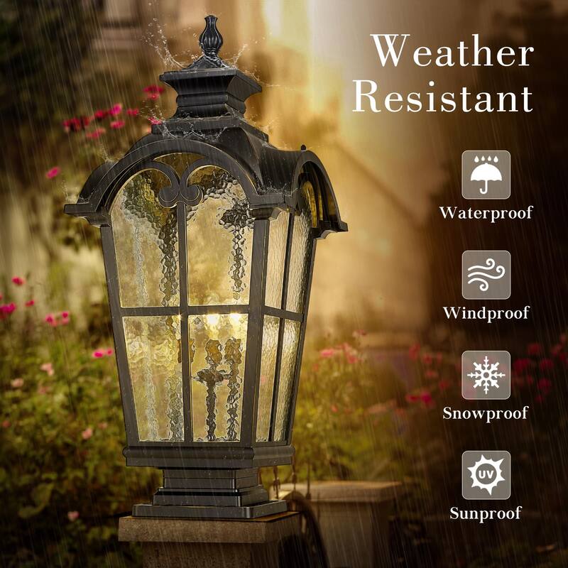 46" Large Pier Mount Outdoor Post with Base, Water Glass