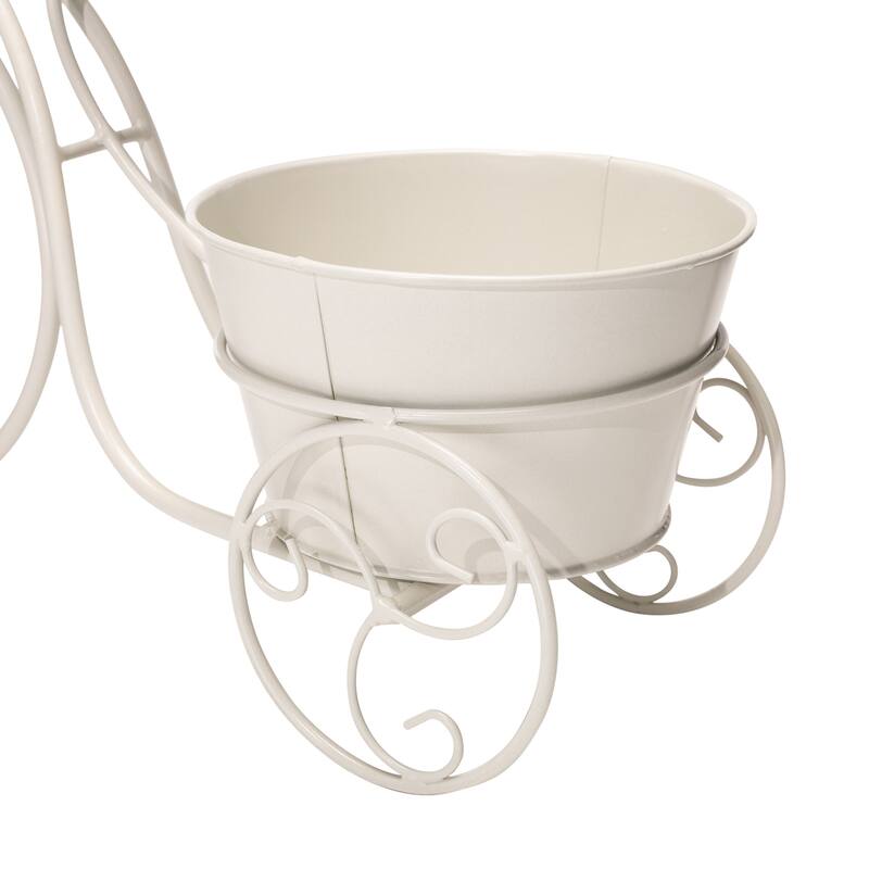 Glitzhome 21.5"L Spring Farmhouse Metal Bicycle Planter Stands Flower Pot Cart