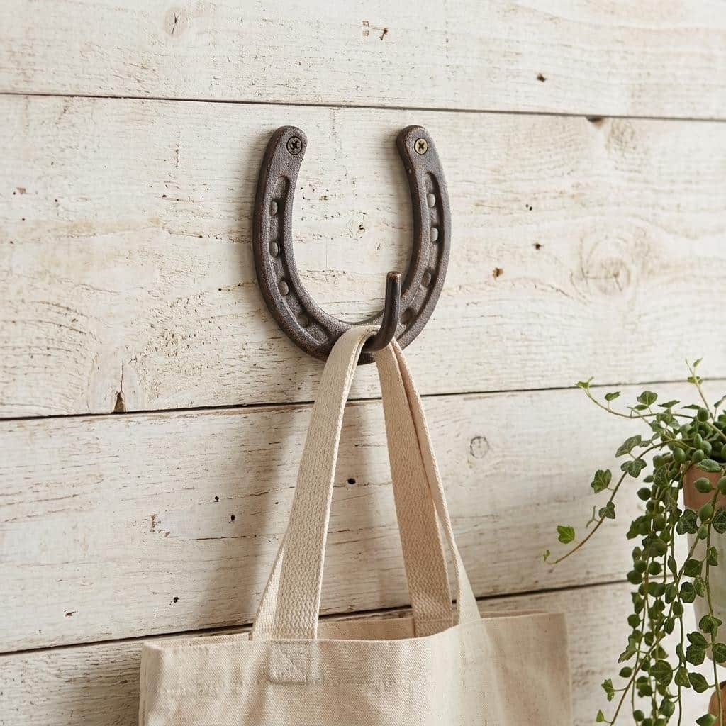 HomeRoots 4" Antiqued Bronze Cast Iron Horseshoe Wall Hook - 4.25 in. x 4.50 in. x 1.63 in.