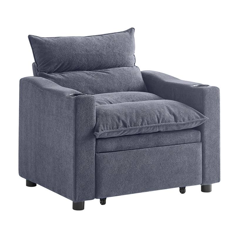 Anmytek 3-in-1 Multifunctional Convertible Sleeper Chair - Adjustable Pullout Sofa Bed with Modern Velvet Fabric