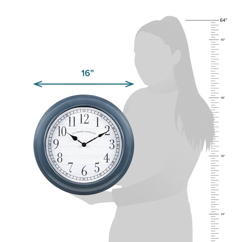 La Crosse Clock 16inch Everly Gray Quartz Analog Wall Clock On Sale