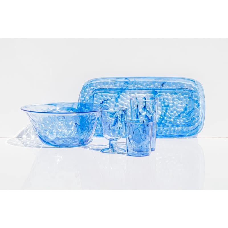 Abode Homewares Aegean Swirl Acrylic Serving Tray - Blue - 17" x 8.3"