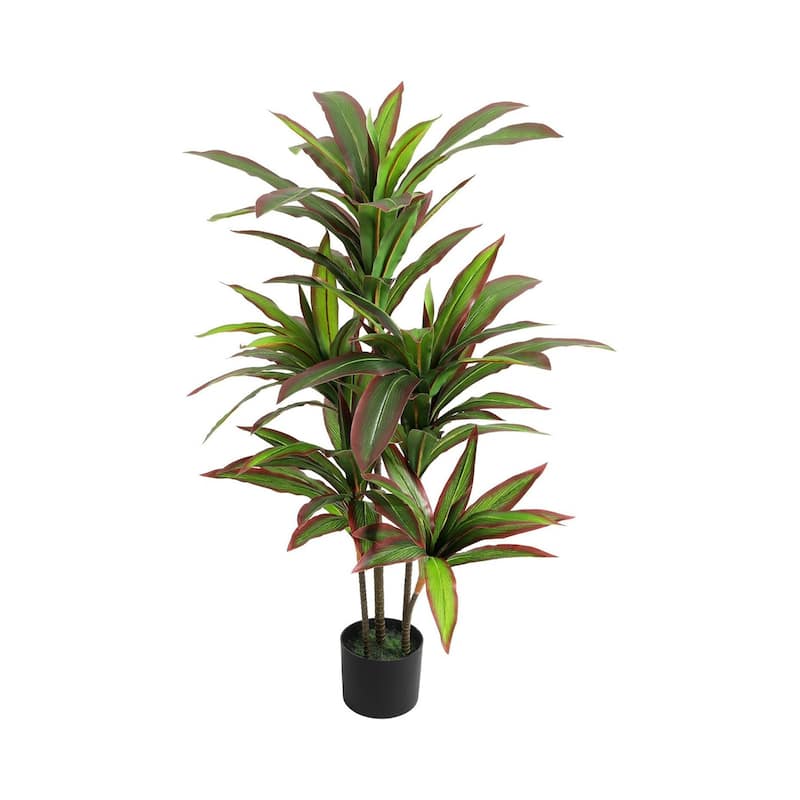 Red Edge Artificial Faux Yucca Dracaena Plant for Home Office Living Room Decor