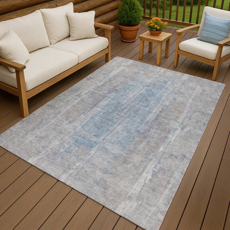 Machine Washable Indoor/ Outdoor Vintage Ombre Chantille Rug