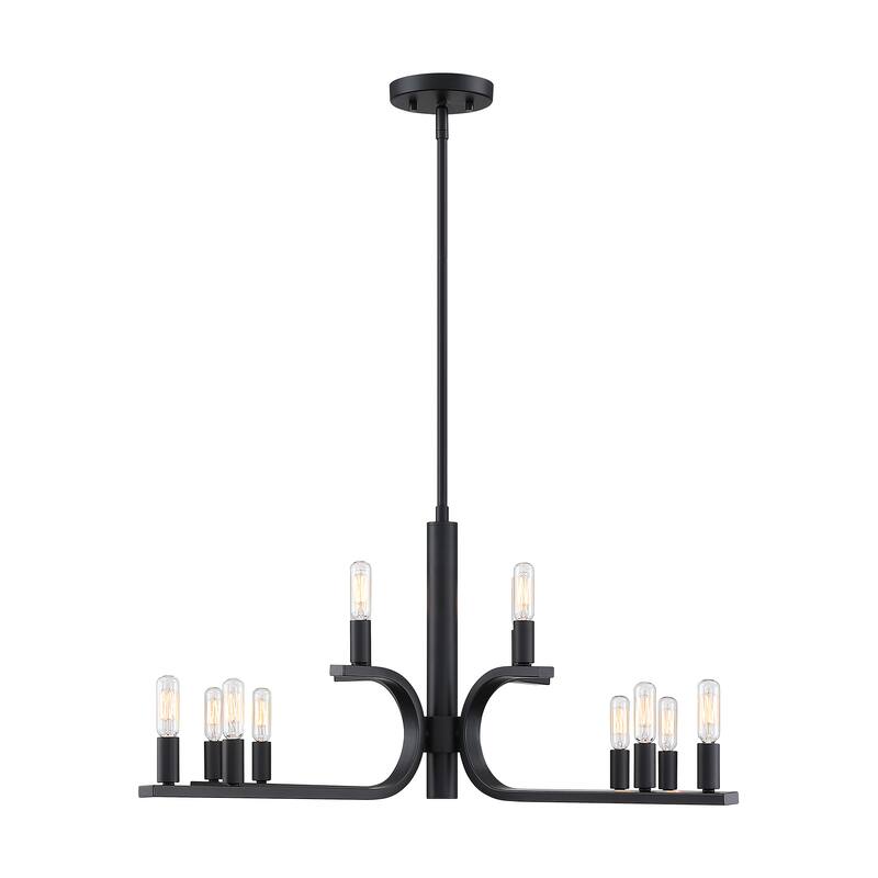 Skye 12-Light Matte Black Minimalist Tiered Candle Chandelier for Dining Rooms - 35.5