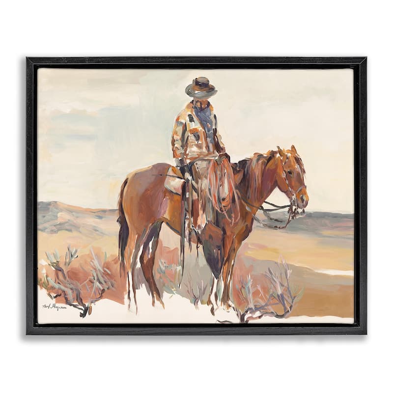 Stupell Western Cowboy Fields & Farm Framed Floater Canvas Wall Art Design By Marilyn Hageman - 17 x 21 - Black