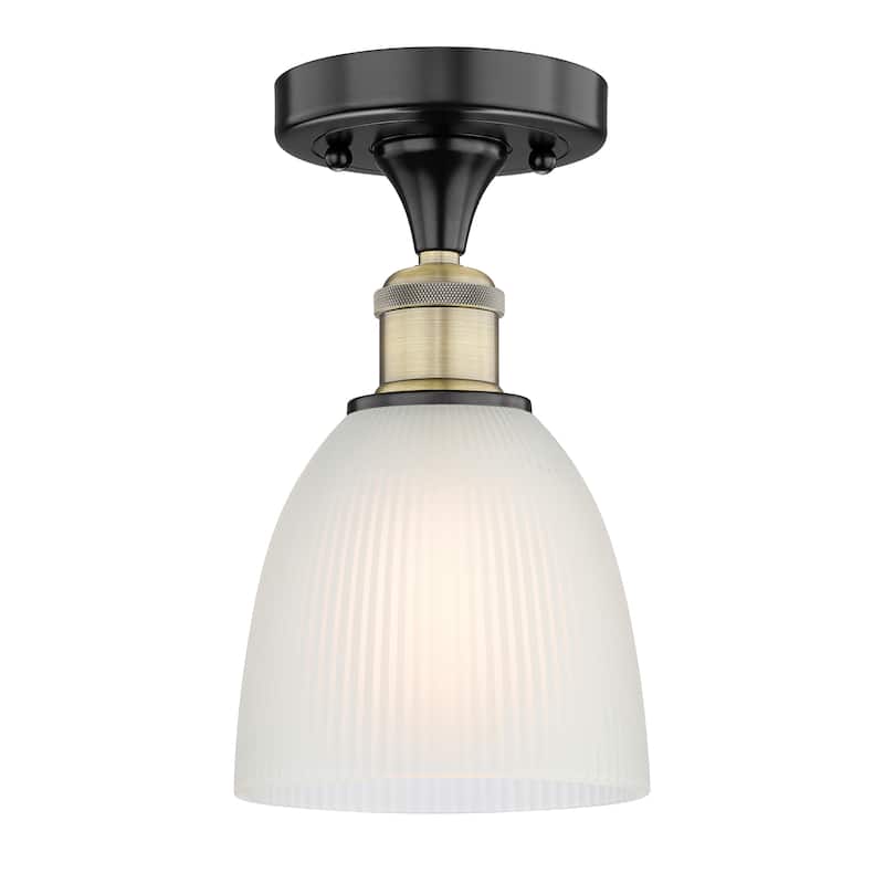 Innovations Lighting Edison Castile - 1 Light 6" Semi-Flush Mount - Black Antique Brass/White