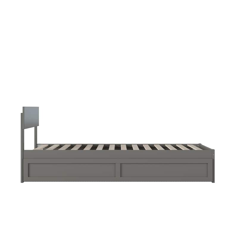 Modern Muse Platform Bed with Trundle - Twin XL - Grey Wood Bed Frame - Minimalist Design