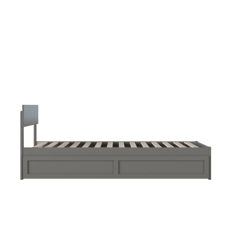 Twin XL Platform Bed with Drawers - Modern Walnut Finish Storage Bed Frame