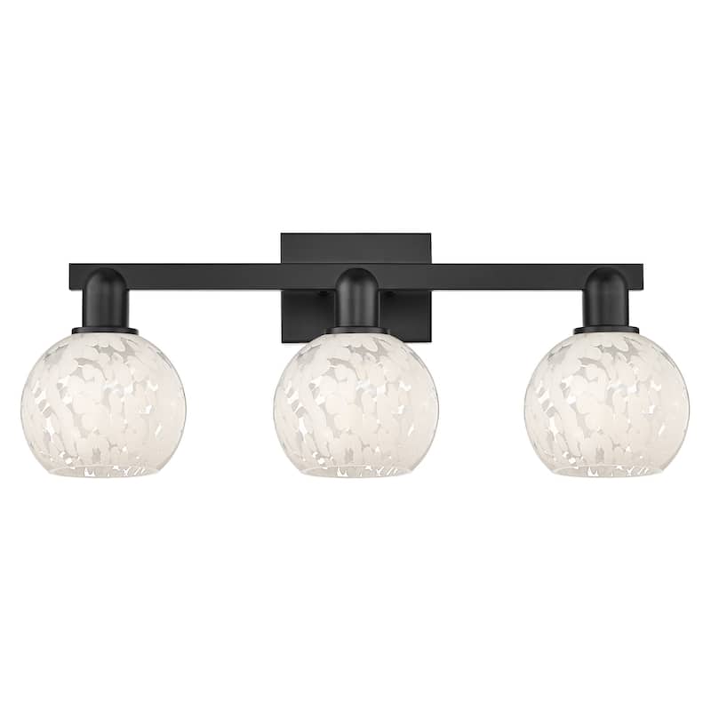 Innovations Lighting 716-3W-10-25 White Mouchette Vanity White - Matte Black / White Mouchette